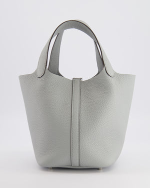 *HOT* Hermès Picotin Lock Bag 18cm in Bleu Glacier Clemence Leather with Palladium Hardware