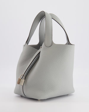 *HOT* Hermès Picotin Lock Bag 18cm in Bleu Glacier Clemence Leather with Palladium Hardware