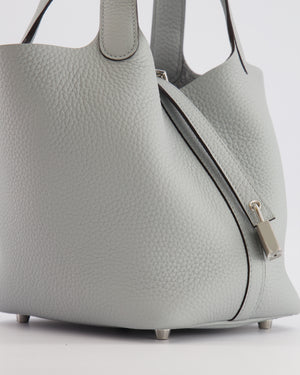 *HOT* Hermès Picotin Lock Bag 18cm in Bleu Glacier Clemence Leather with Palladium Hardware
