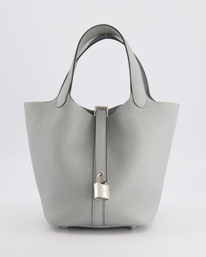 *HOT* Hermès Picotin Lock Bag 18cm in Bleu Glacier Clemence Leather with Palladium Hardware
