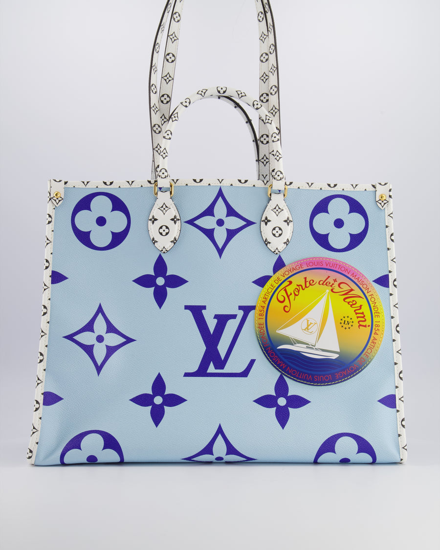 Louis Vuitton Limited Edition Blue and White Forte Dei Marmi On The Go GM Tote Bag RRP £2,590