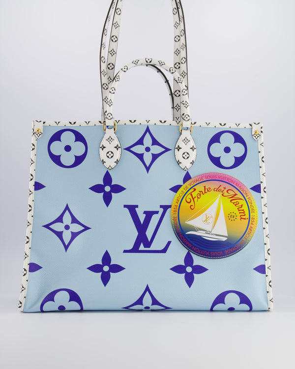 Louis Vuitton Limited Edition Blue and White Forte Dei Marmi On The Go GM Tote Bag RRP £2,590