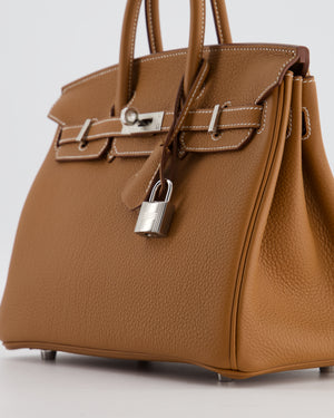*HOT* Hermès Birkin 25 Retourne Bag in Gold Togo Leather with Palladium Hardware