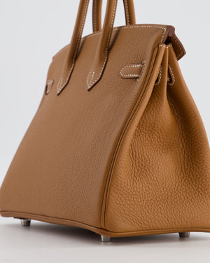 *HOT* Hermès Birkin 25 Retourne Bag in Gold Togo Leather with Palladium Hardware