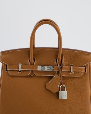 *HOT* Hermès Birkin 25 Retourne Bag in Gold Togo Leather with Palladium Hardware