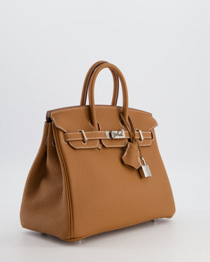 *HOT* Hermès Birkin 25 Retourne Bag in Gold Togo Leather with Palladium Hardware