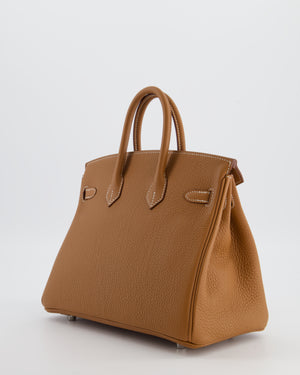 *HOT* Hermès Birkin 25 Retourne Bag in Gold Togo Leather with Palladium Hardware