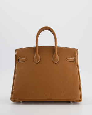 *HOT* Hermès Birkin 25 Retourne Bag in Gold Togo Leather with Palladium Hardware