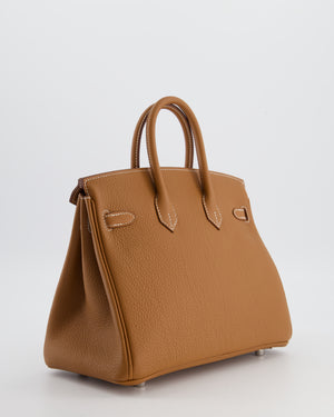*HOT* Hermès Birkin 25 Retourne Bag in Gold Togo Leather with Palladium Hardware