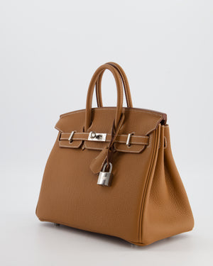 *HOT* Hermès Birkin 25 Retourne Bag in Gold Togo Leather with Palladium Hardware