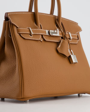 *HOT* Hermès Birkin 25 Retourne Bag in Gold Togo Leather with Palladium Hardware