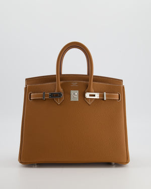 *HOT* Hermès Birkin 25 Retourne Bag in Gold Togo Leather with Palladium Hardware