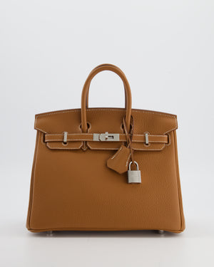 *HOT* Hermès Birkin 25 Retourne Bag in Gold Togo Leather with Palladium Hardware