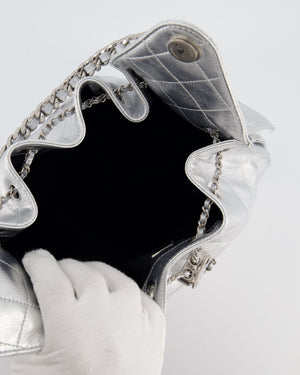 *RARE* Chanel Silver Caviar Leather Small 25 Handbag with Silver Hardware