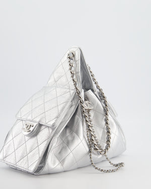 *RARE* Chanel Silver Caviar Leather Small 25 Handbag with Silver Hardware