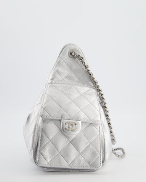 *RARE* Chanel Silver Caviar Leather Small 25 Handbag with Silver Hardware