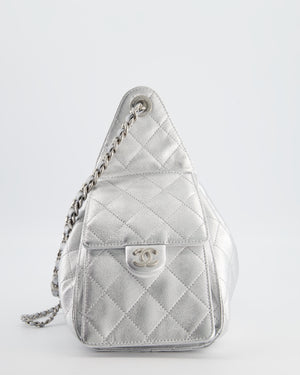 *RARE* Chanel Silver Caviar Leather Small 25 Handbag with Silver Hardware