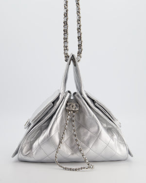 *RARE* Chanel Silver Caviar Leather Small 25 Handbag with Silver Hardware