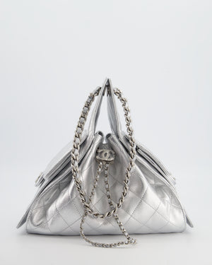 *RARE* Chanel Silver Caviar Leather Small 25 Handbag with Silver Hardware