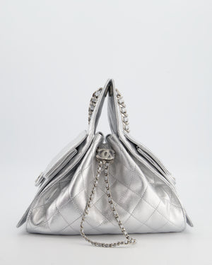 *RARE* Chanel Silver Caviar Leather Small 25 Handbag with Silver Hardware