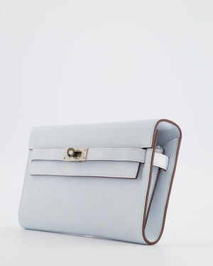 Hermès Kelly To Go Bag in Bleu Brume Chèvre Mysore Leather with Palladium Hardware