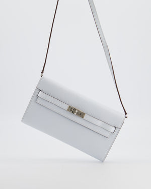 Hermès Kelly To Go Bag in Bleu Brume Chèvre Mysore Leather with Palladium Hardware