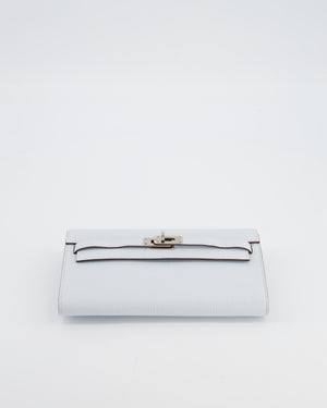 Hermès Kelly To Go Bag in Bleu Brume Chèvre Mysore Leather with Palladium Hardware