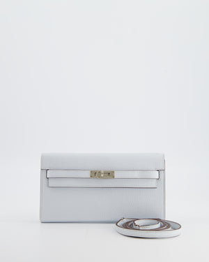 Hermès Kelly To Go Bag in Bleu Brume Chèvre Mysore Leather with Palladium Hardware