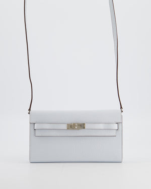 Hermès Kelly To Go Bag in Bleu Brume Chèvre Mysore Leather with Palladium Hardware