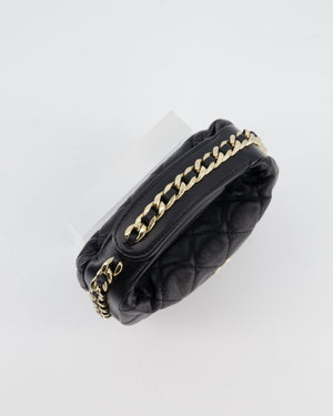 Chanel Black Quilted Half Moon Clutch Bag in Lambskin Leather with Gold Hardware