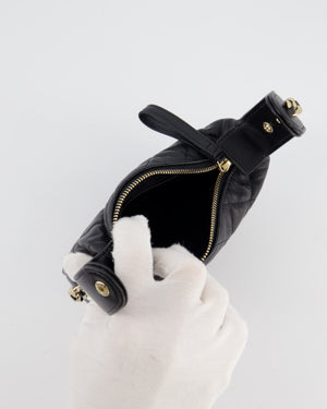 Chanel Black Quilted Half Moon Clutch Bag in Lambskin Leather with Gold Hardware