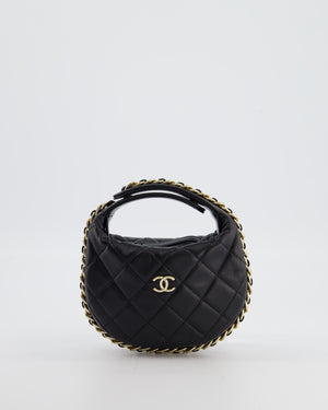 Chanel Black Quilted Half Moon Clutch Bag in Lambskin Leather with Gold Hardware