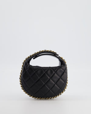 Chanel Black Quilted Half Moon Clutch Bag in Lambskin Leather with Gold Hardware