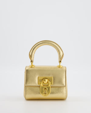 Schiaparelli Micro Secret Bag in Gold Calfskin Leather with Gold Hardware