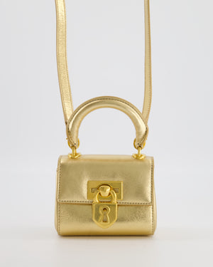 Schiaparelli Micro Secret Bag in Gold Calfskin Leather with Gold Hardware