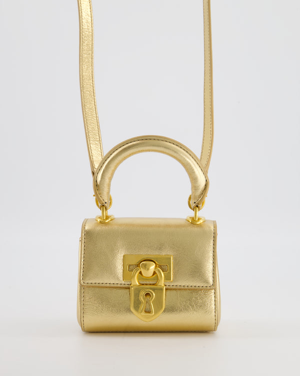 Schiaparelli Micro Secret Bag in Gold Calfskin Leather with Gold Hardware