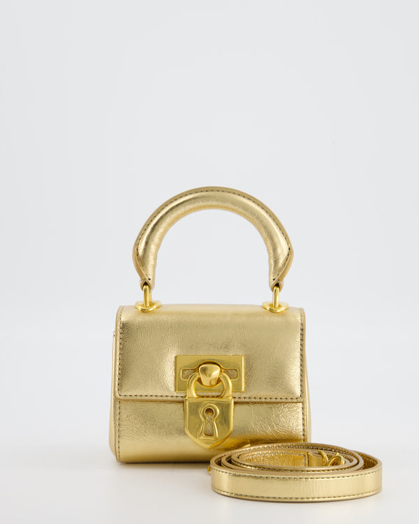 Schiaparelli Micro Secret Bag in Gold Calfskin Leather with Gold Hardware