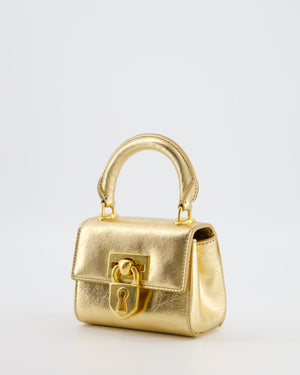 Schiaparelli Micro Secret Bag in Gold Calfskin Leather with Gold Hardware