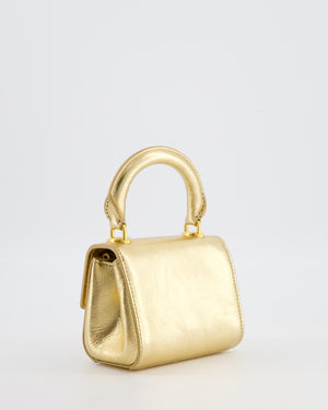 Schiaparelli Micro Secret Bag in Gold Calfskin Leather with Gold Hardware