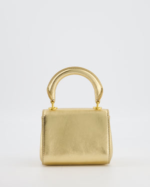 Schiaparelli Micro Secret Bag in Gold Calfskin Leather with Gold Hardware