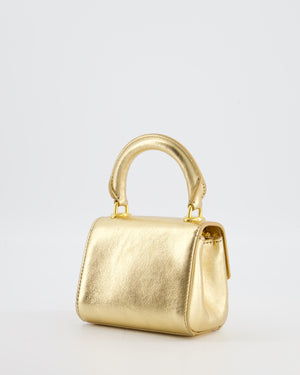 Schiaparelli Micro Secret Bag in Gold Calfskin Leather with Gold Hardware