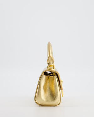 Schiaparelli Micro Secret Bag in Gold Calfskin Leather with Gold Hardware