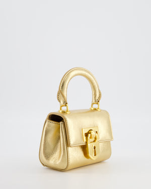 Schiaparelli Micro Secret Bag in Gold Calfskin Leather with Gold Hardware