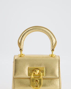 Schiaparelli Micro Secret Bag in Gold Calfskin Leather with Gold Hardware