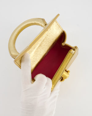 Schiaparelli Micro Secret Bag in Gold Calfskin Leather with Gold Hardware