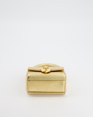 Schiaparelli Micro Secret Bag in Gold Calfskin Leather with Gold Hardware