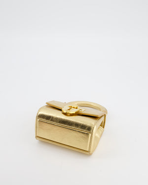 Schiaparelli Micro Secret Bag in Gold Calfskin Leather with Gold Hardware