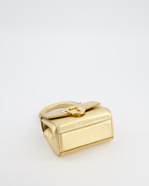 Schiaparelli Micro Secret Bag in Gold Calfskin Leather with Gold Hardware