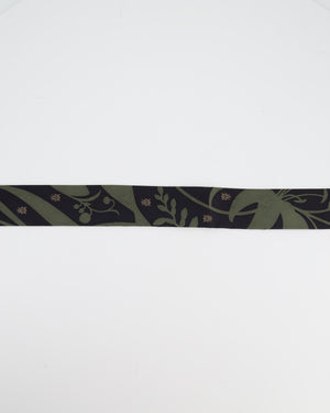 Hermès "Bouquet Final" Silk Twilly in Vert Loden with Rouge H Leather Fringe