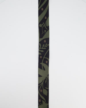 Hermès "Bouquet Final" Silk Twilly in Vert Loden with Rouge H Leather Fringe